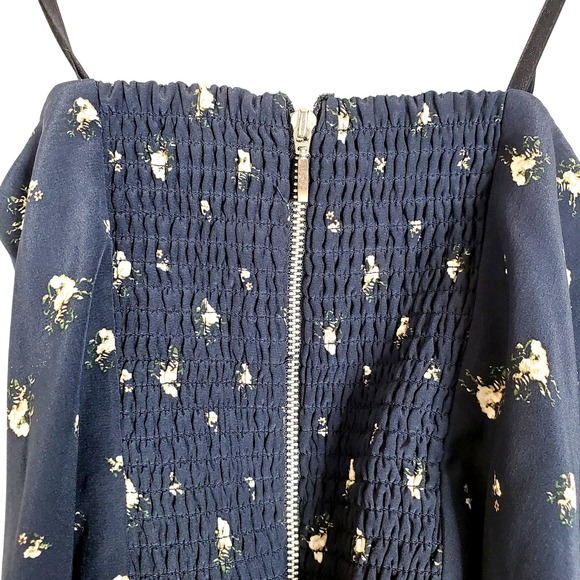 Club Monaco Harper Silk Navy Floral Strapless Mini Dress Size 8 Party Cocktail - Picture 13 of 16